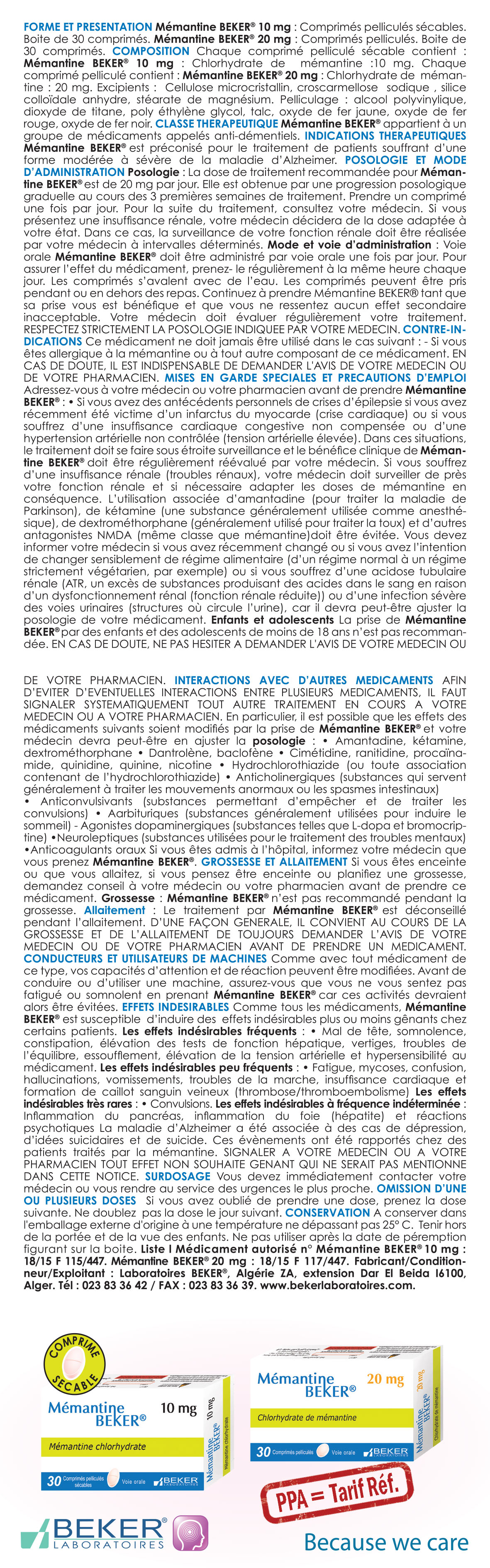 Mémantine BEKER  Chlorhydrate de mémantine 