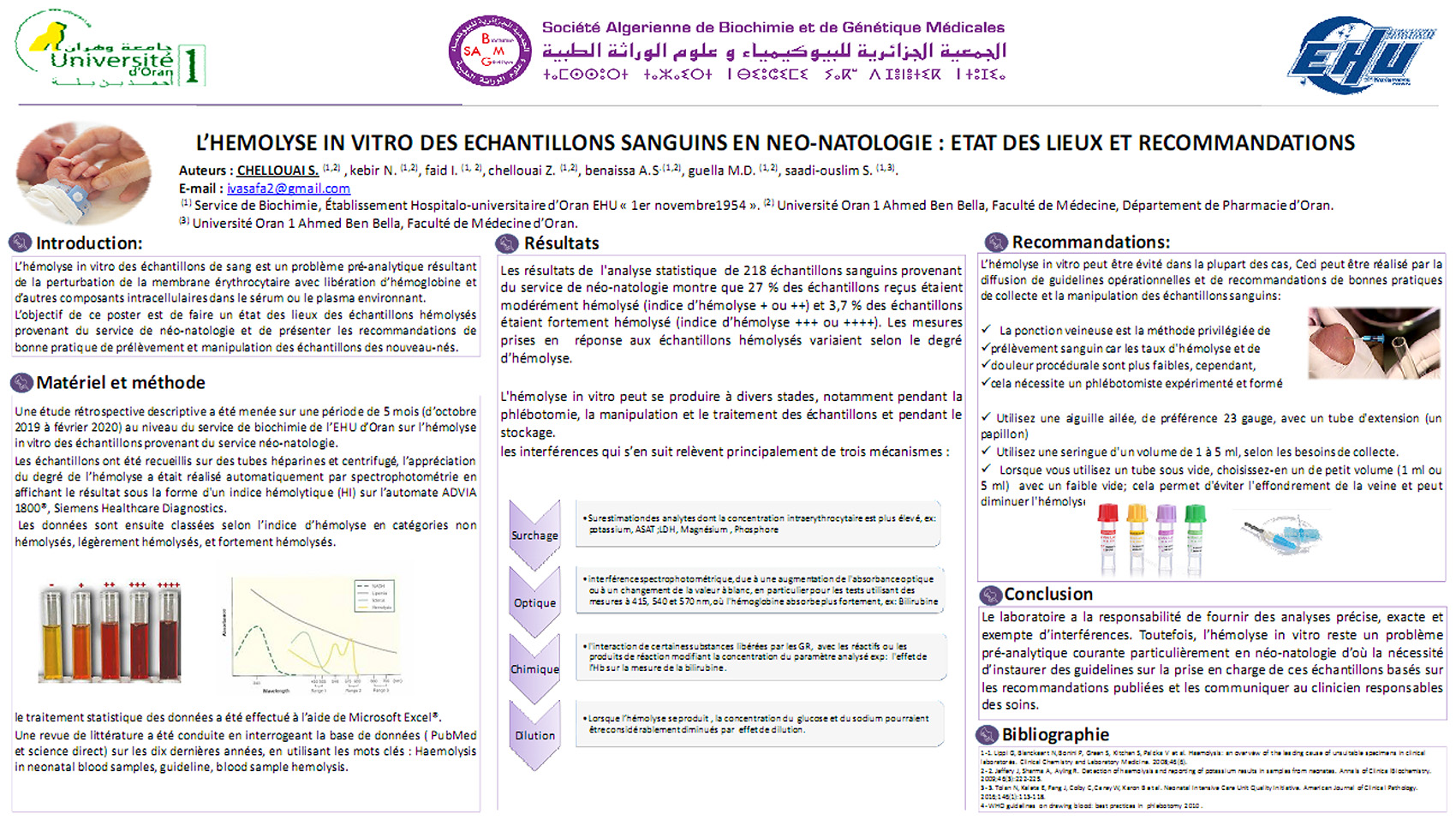P17 : L'HEMOLYSE IN VITRO DES ECHANTILLONS SANGUINS EN NEO-NATOLOGIE : ETAT DES LIEUX ET RECOMMANDATIONS