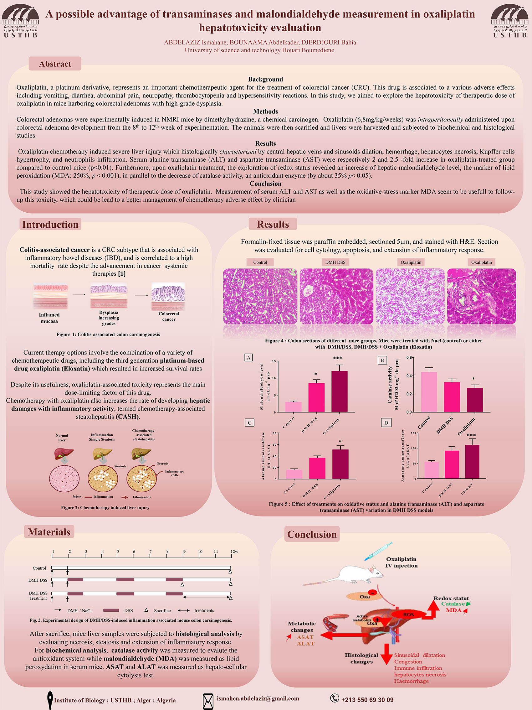 P29 : A possible advantage of transaminases and malondialdehyde measurement in oxaliplatin hepatotoxicity evaluation