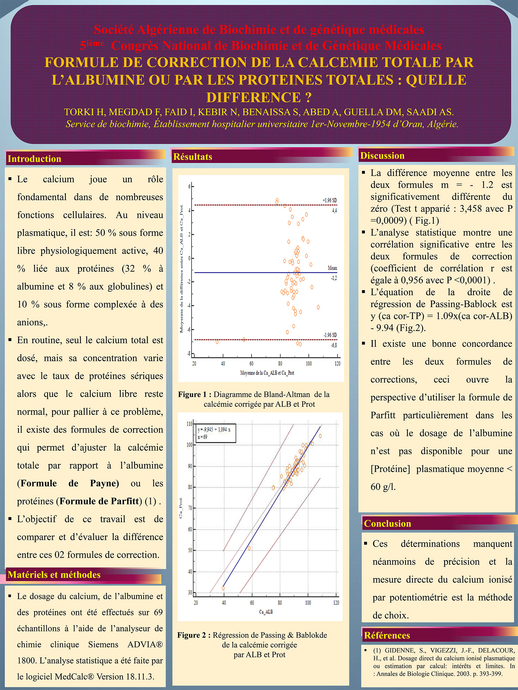 P74 : FORMULE DE CORRECTION DE LA CALCEMIE TOTALE PAR L’ALBUMINE OU PAR LES PROTEINES TOTALES : QUELLE DIFFERENCE ?