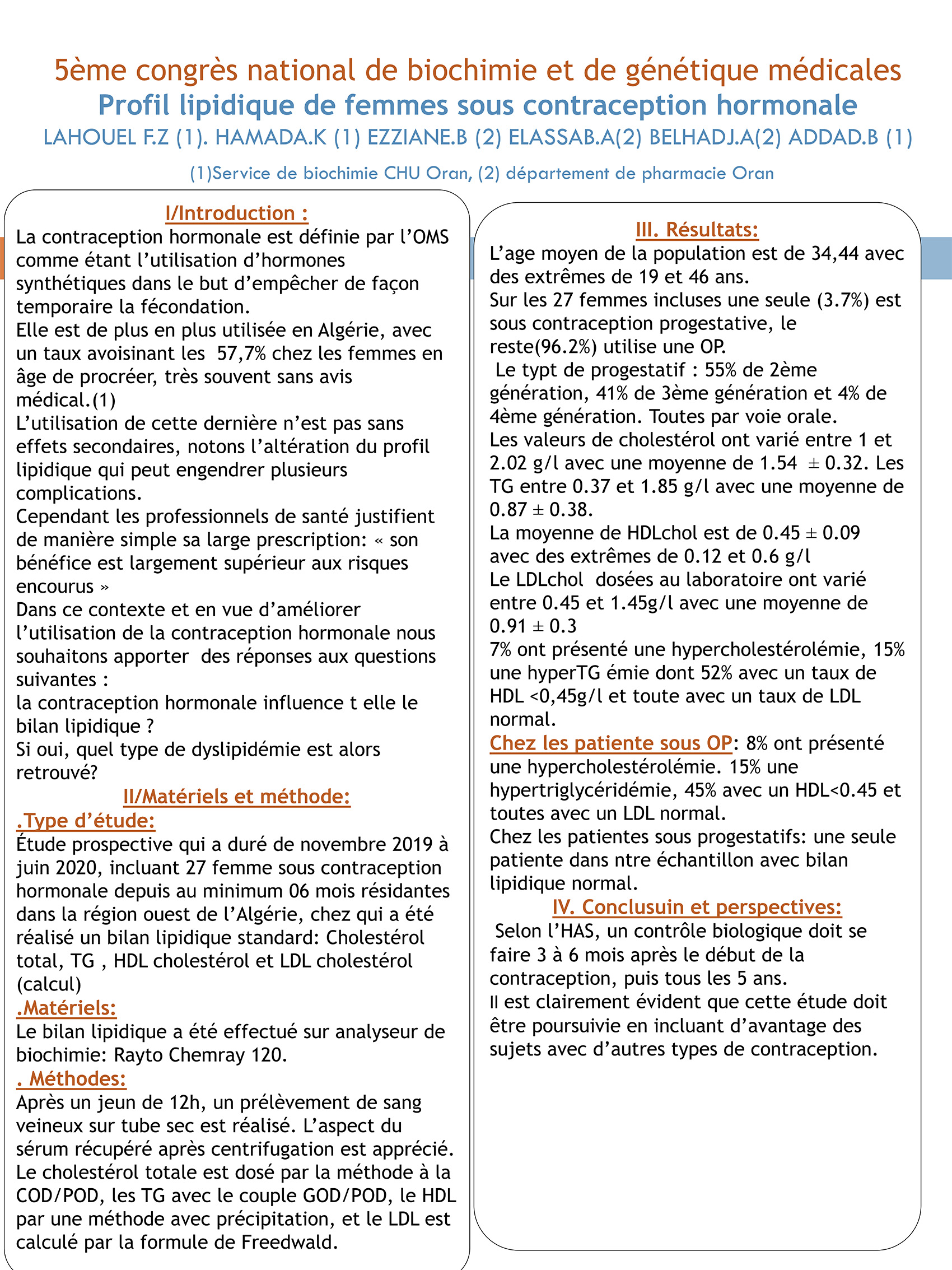 P78-2 : Profil lipidique de femmes sous contraception hormonale