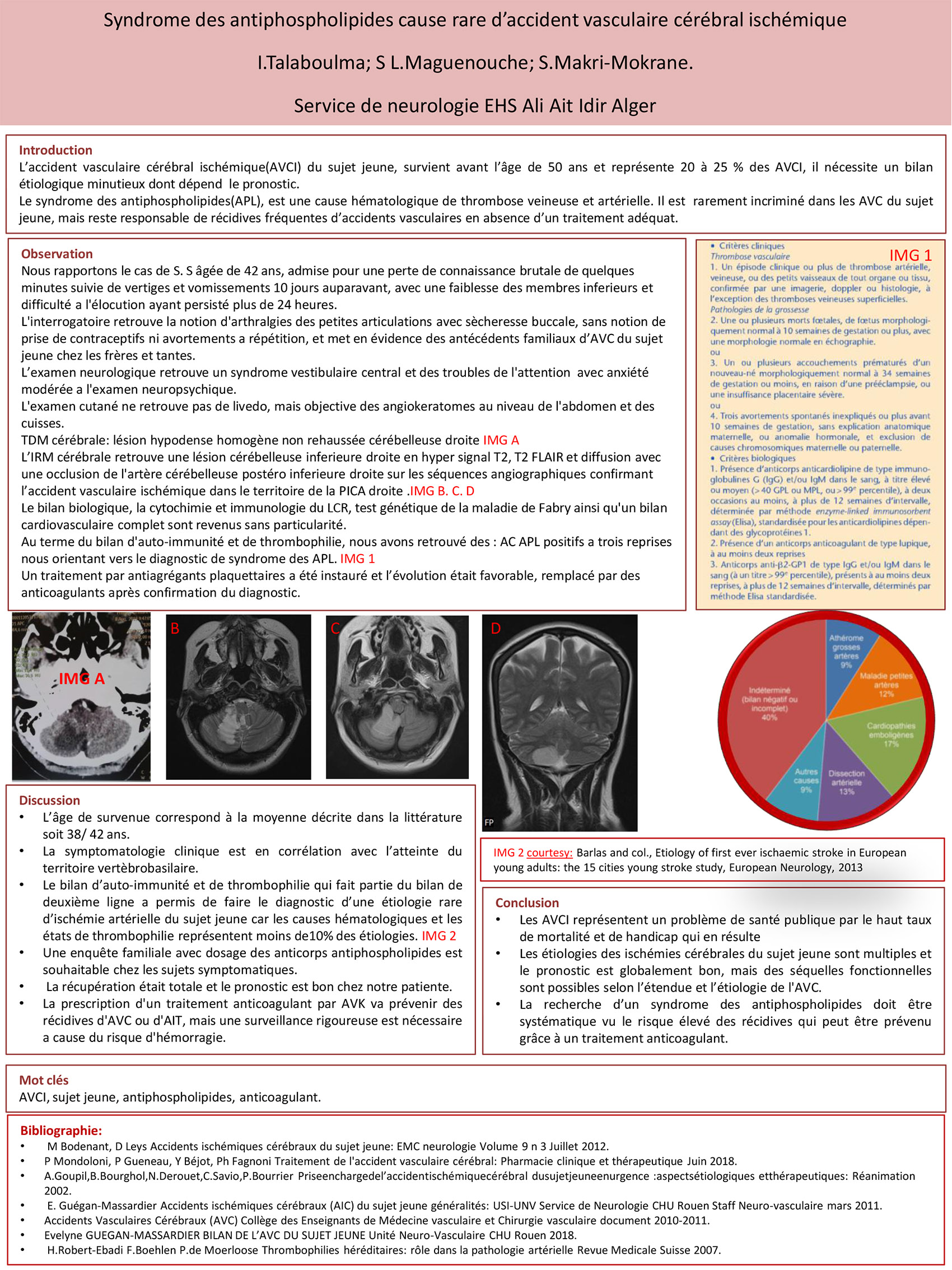 Syndrome des antiphospholipides cause rare d’accident vasculaire cérébral ischémique