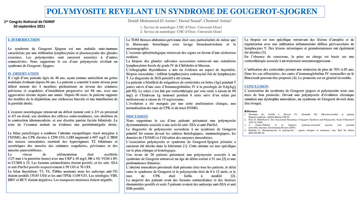 POLYMYOSITE REVELANT UN SYNDROME DE GOUGEROT-SJOGREN