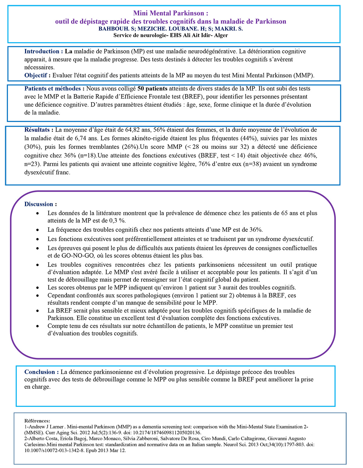 Mini Mental Parkinson : outil de dépistage rapide des troubles cognitifs dans la maladie de Parkinson
