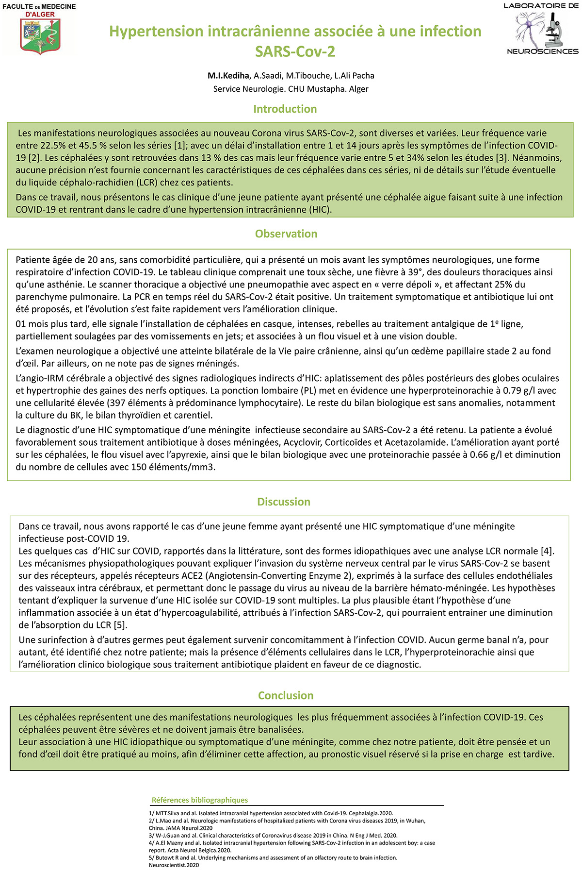Hypertension intracrânienne associée à une infection  SARS-Cov-2