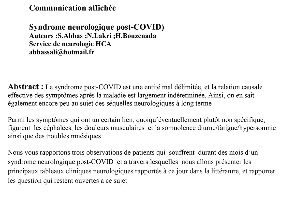 Syndrome neurologique post-COVID