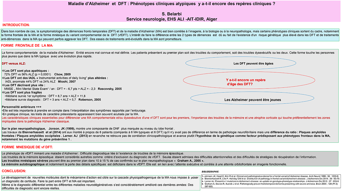 NV-36 Maladie d’Alzheimer et DFT : phénotypes cliniques atypiques. Y a-t-il encore des repères cliniques ?