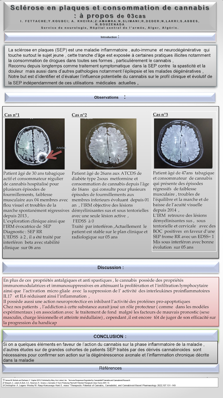 NV-39 Sclérose en plaques et consommation de cannabis :à propos de 3 cas.
