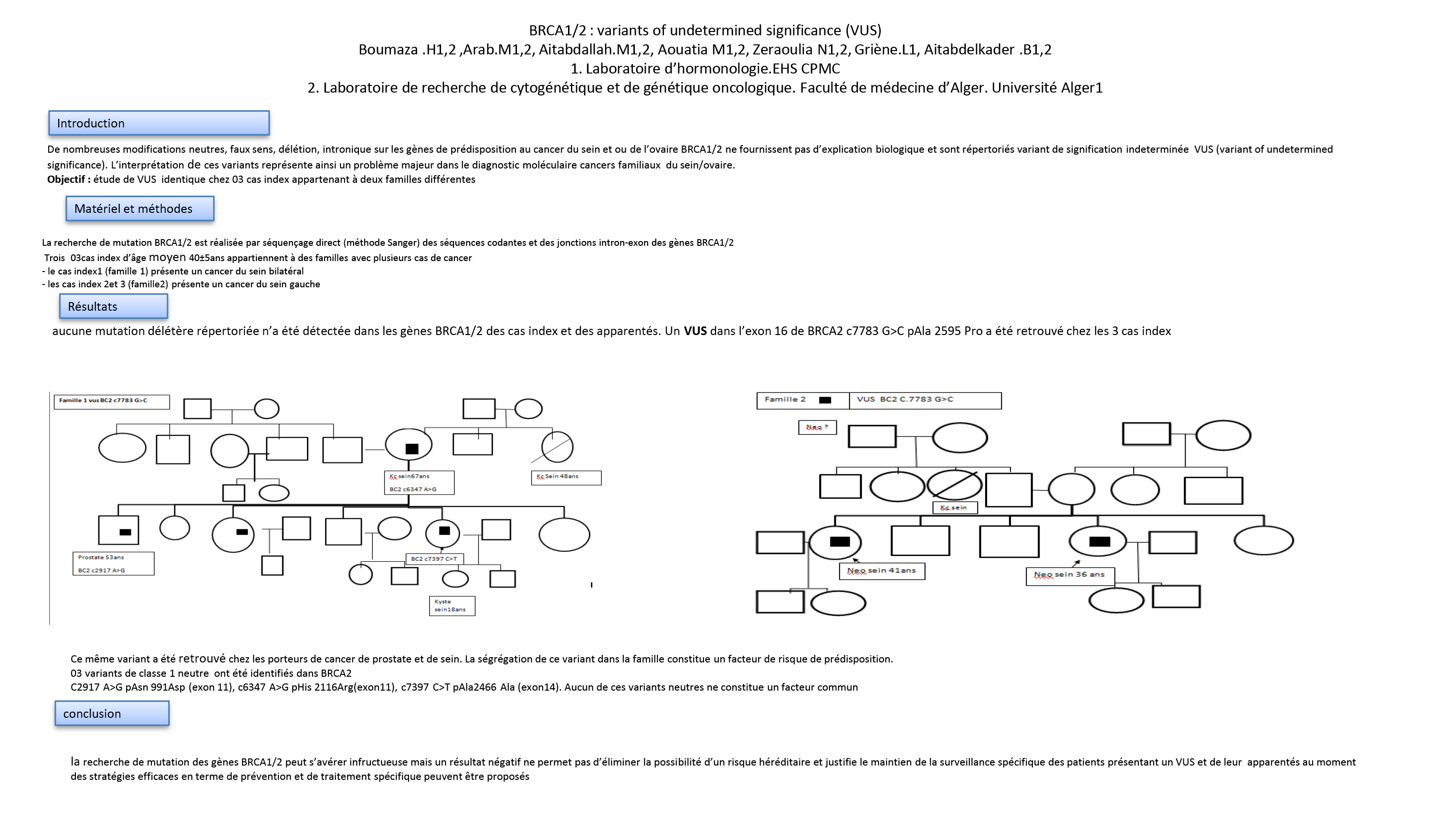 GENETIQUE : P51 - BRCA1/2 : variants of undetermined significance (VUS)
